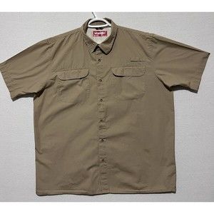 Wrangler Shirt Men’s Size XL Button Down Short Sleeve Brown w/ Pockets Casual